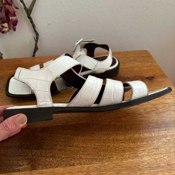 Stand White Faux Crocodile Gladiator Sandals Sz 37 - Picture 8 of 9